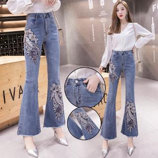  Celana  Panjang  Model  Longgar Lurus  High Waist Bahan Denim 