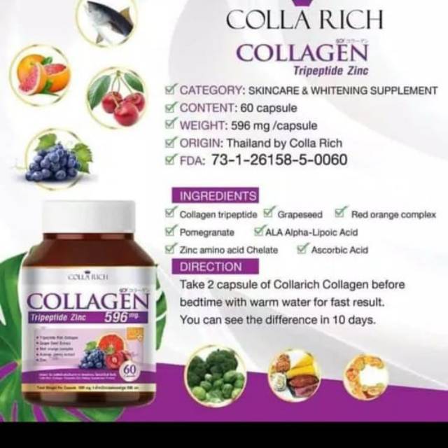 COLLA RICH Collagen Pemutih Wajah dan Badan Alami Herbal 100% ORIGINAL
