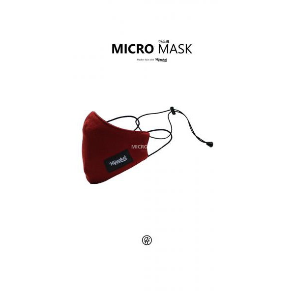 HIJACKET Micro Mask Masker Kain Pria Wanita Tali Karet Elastis Headloop 2 PLY Lapis-MAROON