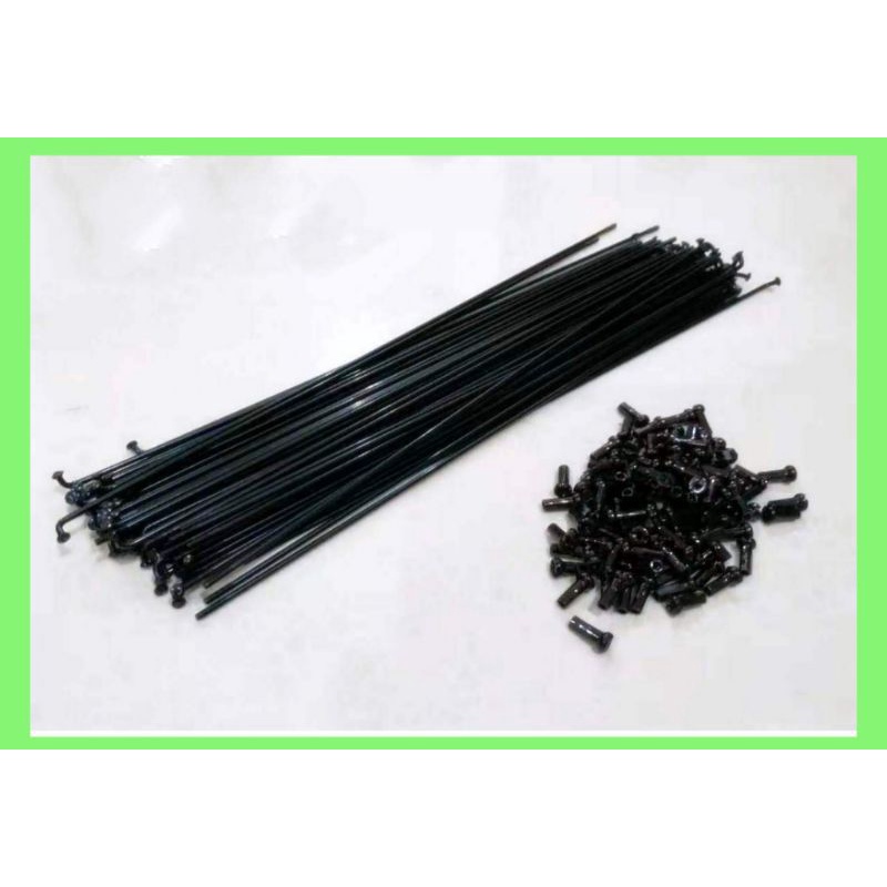 (@36 pcs) Jari Jari Sepeda 27,5 Ruji Spoke 27,5 Hitam + Nipple