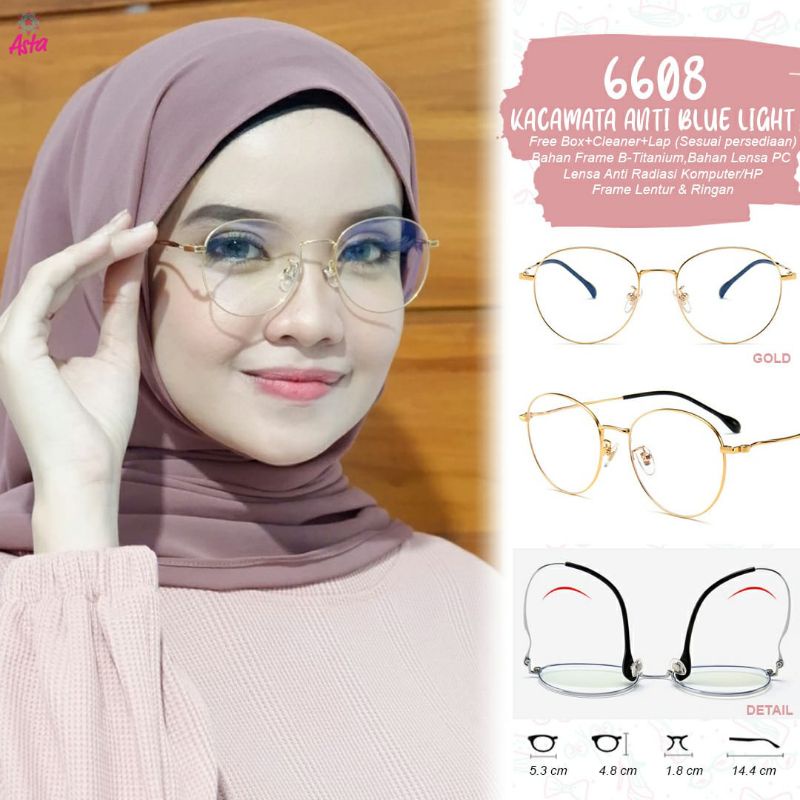 Asta 6608 | Original | Kacamata Wanita Terbaru Kekinian | Kacamata Anti Blue Light | Kacamata Frame 