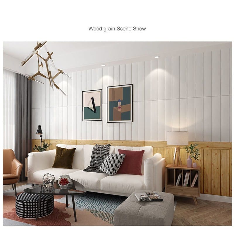 (Wallpaper Bandung) Wallfoam Kayu 70 x 70 cm Tebal 6 mm / foam Kayu Cream / Foam Motif Kayu / Kayu / Stiker Foam / Foam 3d-4