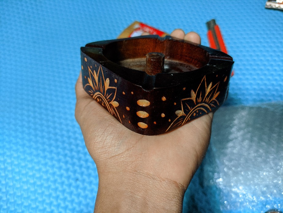 Asbak Kayu Etnik Kuik Bulat - Asbmrt01