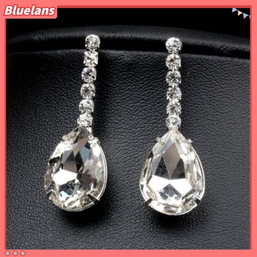 Bluelans Bridal Wedding Party Rhinestone Waterdrop Pendant Necklace Earrings Jewelry Set