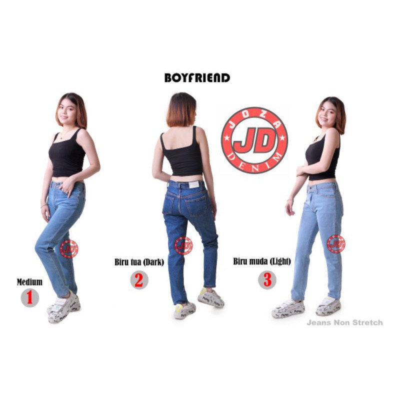 Jumbo Boyfriend Jeans Tebal 13Os Wanita / BF Polos Size 27-42