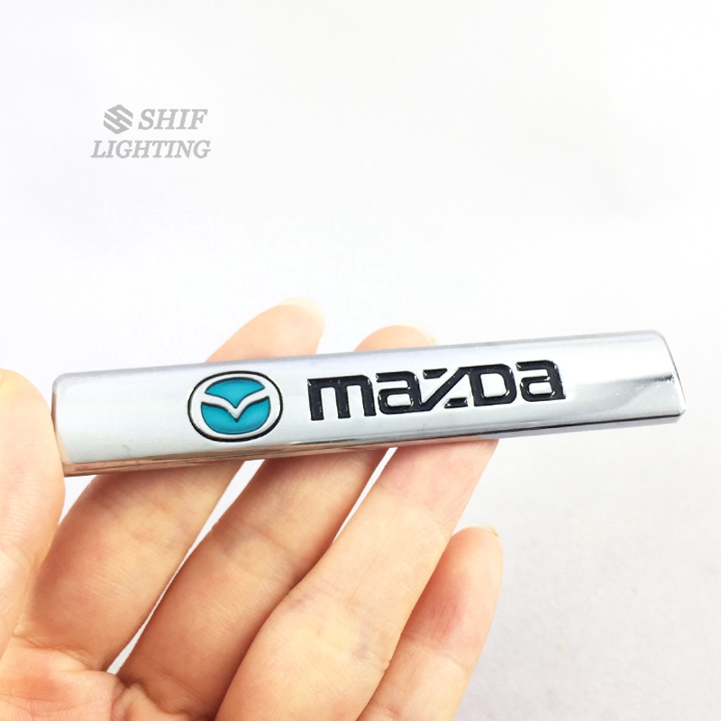 1Pc Stiker Emblem Fender Mobil Mazda MS Logo Mazda Bahan Metal untuk Mazda