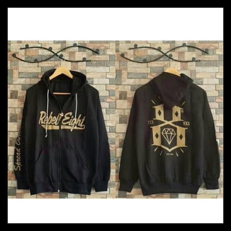 Produk Terlaris Jaket Pria Terbaru Rebel Eight Murah Original Import Casual Hoodie - Hitam Dijamin