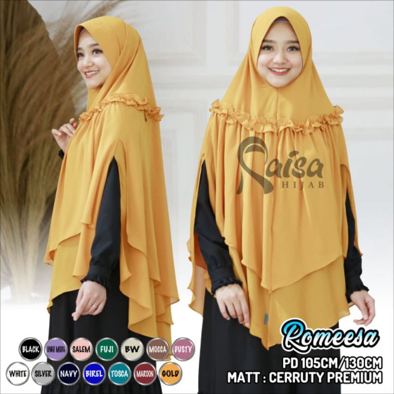 HIJAB SYAR'I ROMEESA KHIMAR || KHIMAR CERUTY PREMIUM DUA LAYER || JILBAB PESTA SYAR'I PREMIUM || HIJ
