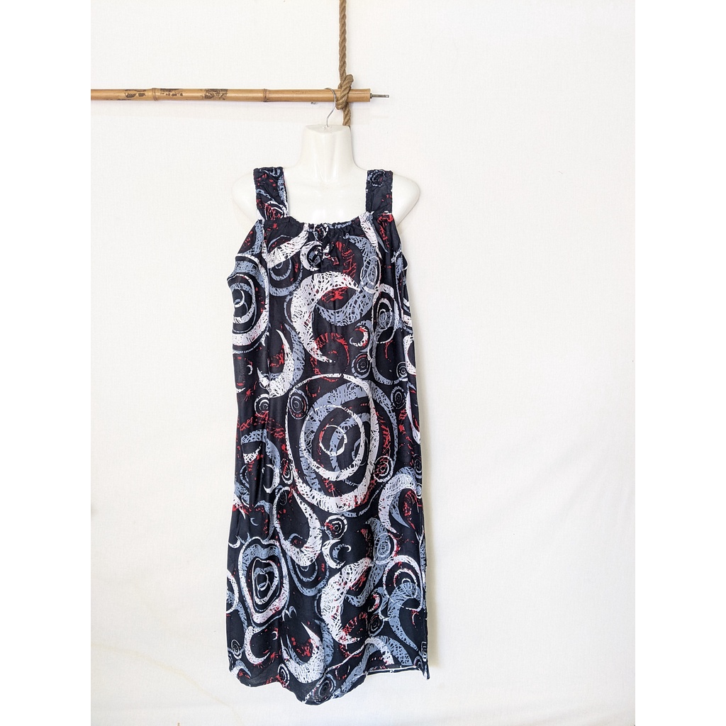 Daster Yukensi Jumbo LD 120 Baju Tidur Tanpa Lengan Tali Satu Kimono Sleepwear-abstrak moon black