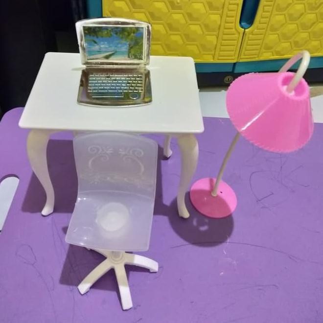 Miniatur Meja Komputer Mainan Meja Komputer Boneka  8K3