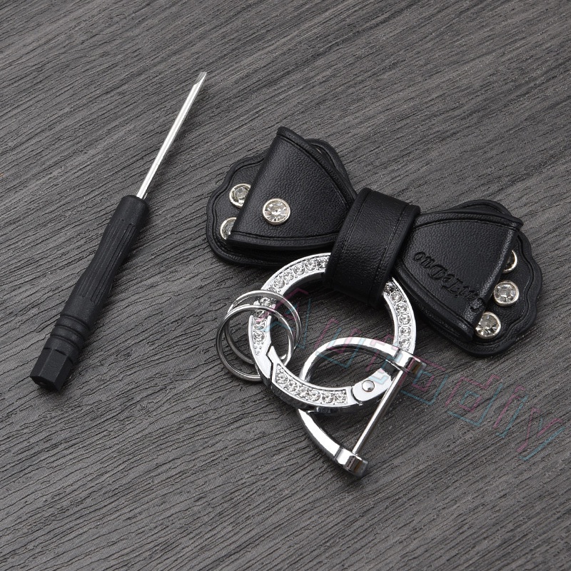 Lucu Wanita Kulit Kupu-Kupu Busur Gantungan Kunci Desain Mewah Kristal Ikatan Simpul Liontin Fashion Kristal Kunci Cincin Tas Mobil Styling Aksesori Hadiah Pacar