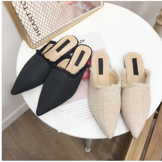 Sepatudari Karin Flatshoes wanita mules rumbai sepatu balet nyaman dipakai KR-FS0028