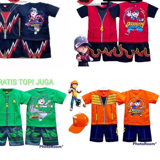 FREE TOPI / BAJU ANAK BOBOIBOY SETELAN ANAK BOBOIBOY AIR API HALILINTAR DAUN GEMPA