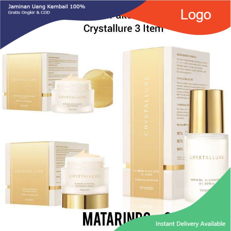 Widjayashopp Wardah  Crystallure  Paket Glowing ( 3 ITEM - RICH CREAM - NIGHT CR - OIL SERUM )