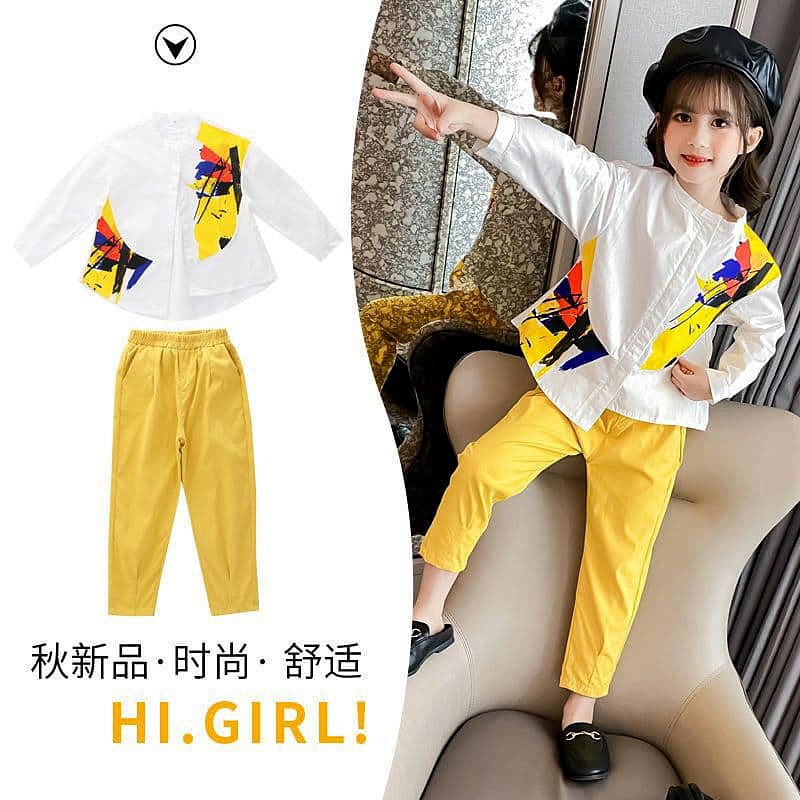 Setelan Anak Perempuan Abstract Yellow