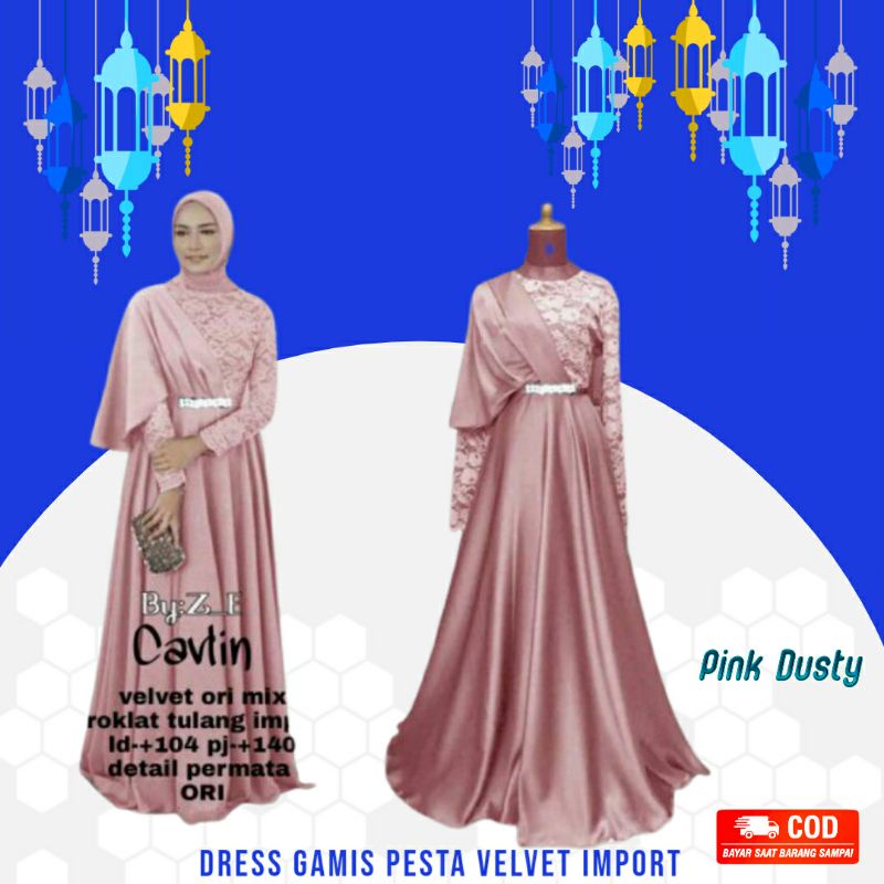 Dress Gamis Untuk Wanita Muslim Dress Kondangan Velvet Import