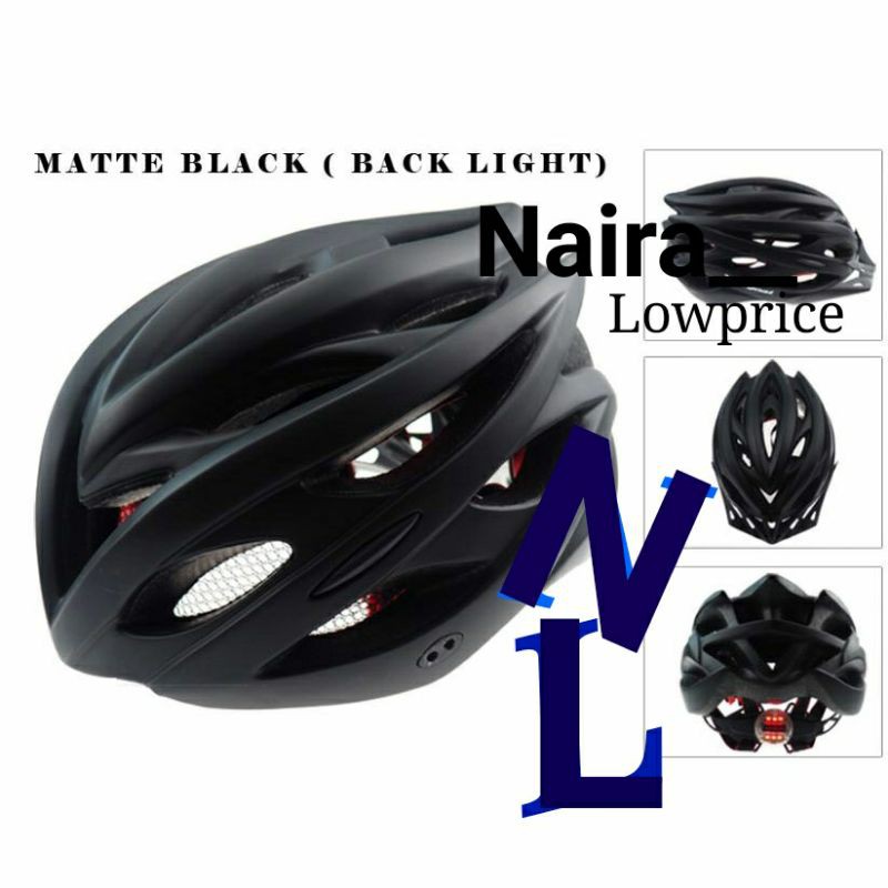 Helm Sepeda EPS PVC Shell dengan Lampu Safety Light 1105  Black