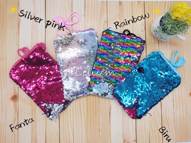 Tas Selempang Sequin Koin HP TU006 sling anak perempuan bag mute bolak balik