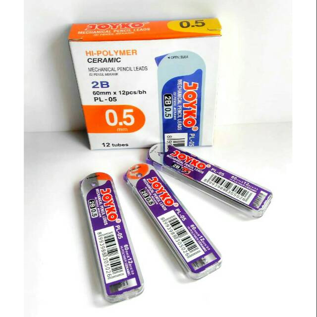 

(3 tube) Joyko-Isi pensil mekanik 2B uk. 0,5mm