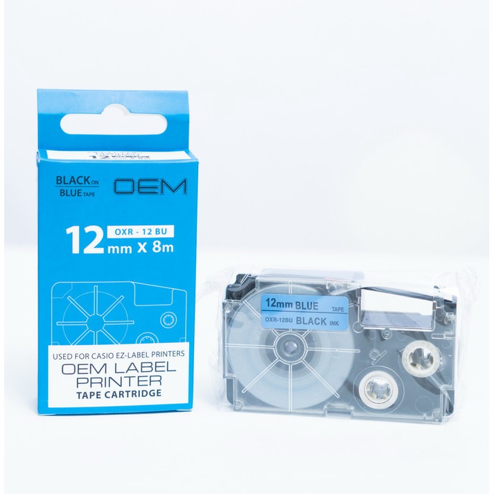 

OEM TAPE EZ LABEL CASIO 12MM BLACK INK BLUE (OXR-12BU)