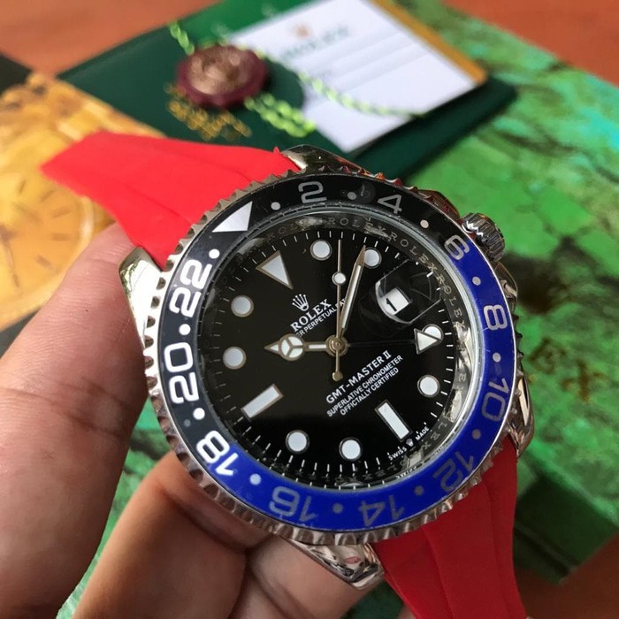 JAM TANGAN PRIA ROLEX OYSTER RUBBER DATE ORIGINAL BODY SILVER COWOK ANALOG ADA 2 WARNA