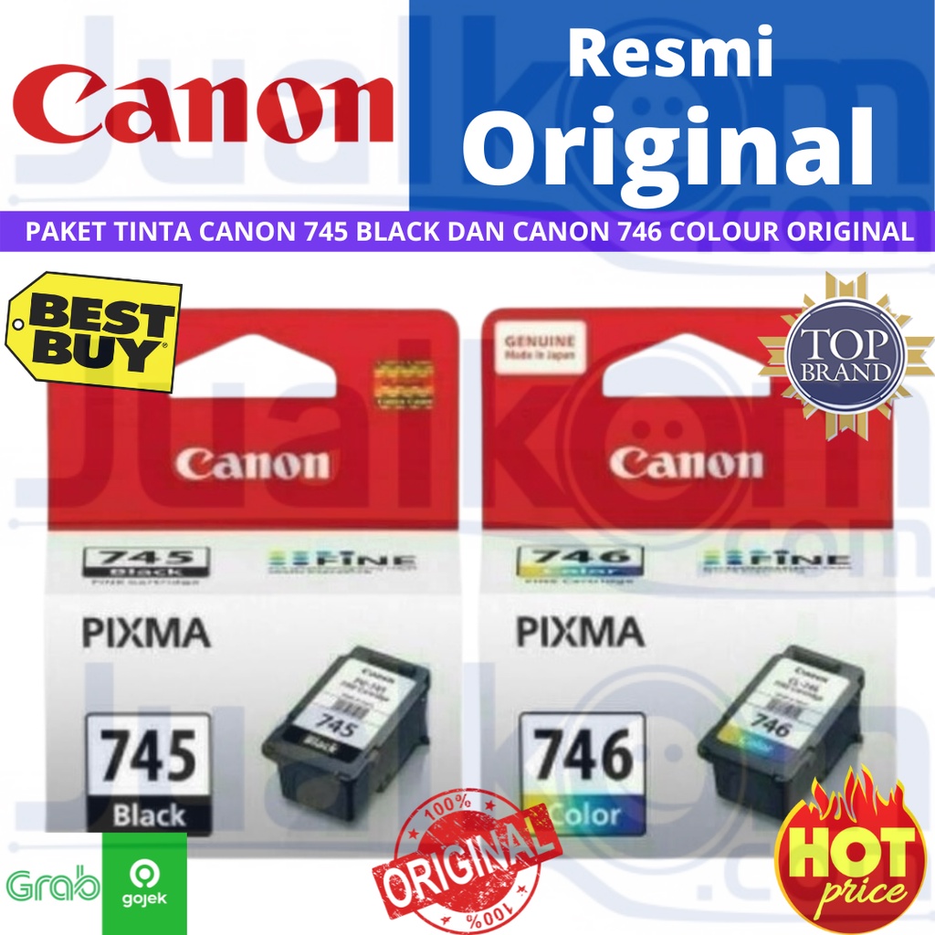 PAKET TINTA CANON  745 BLACK &amp; CANON 746 COLOUR  ORIGINAL