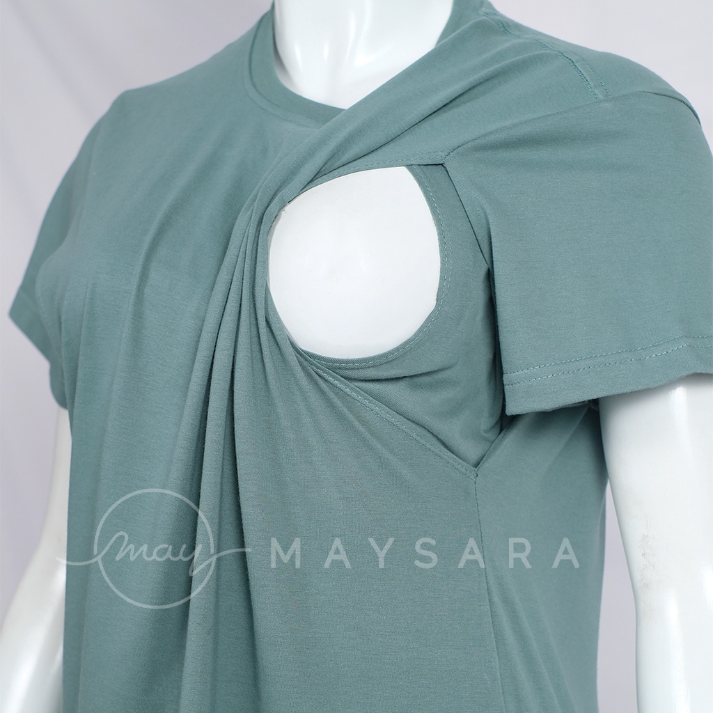 Baju menyusui bukaan samping atasan maysara-CN12-MineralGreen