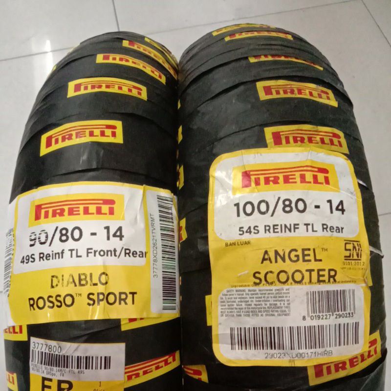 Pirelli uk 90/80-14 diablo rosso sport & 100/80-14 angel scooter
