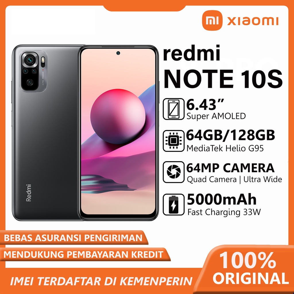 XIAOMI REDMI NOTE 10s 6/64gb -6/128gb  - 8/128gb NFC GARANSI RESMI-1