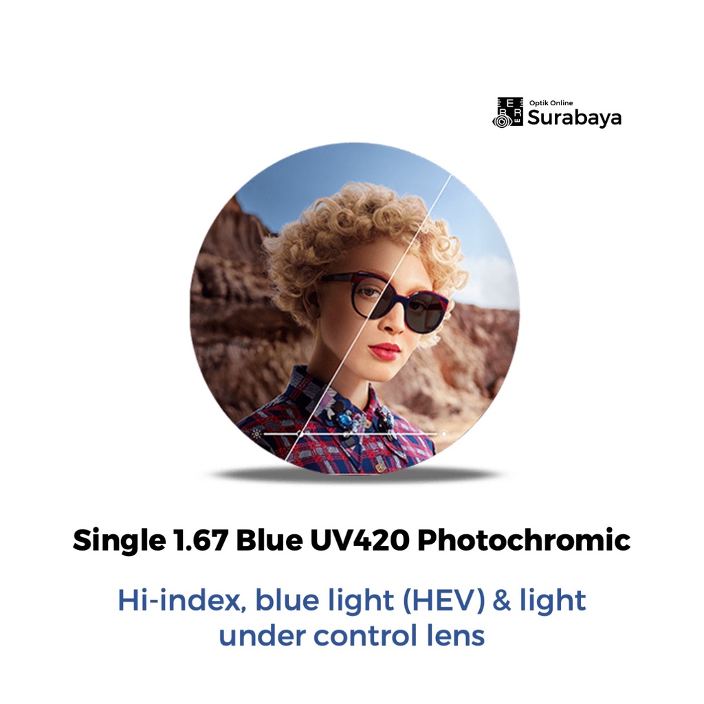 Lensa 1.67 Hi-index Blueray UV420 Photochromic (Bluechromic)