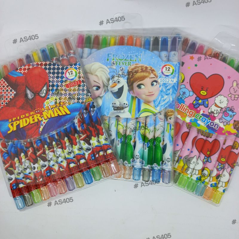

Krayon Crayon Putar Puter Panjang BTS Princess Spiderman Kartun 1 biji