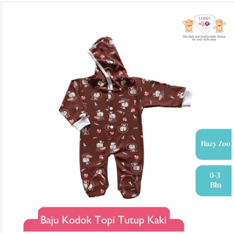 Libby Baby Meadow Land, Hazy Zoo Jumpsuit Topi Tutup Kaki/sleepsuit bayi