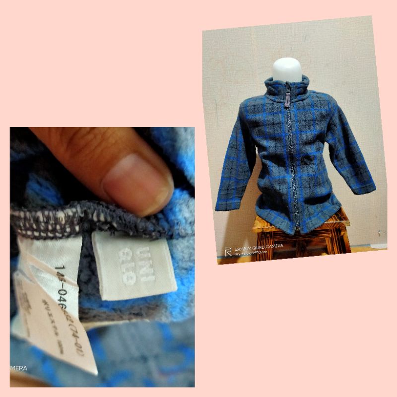 JAKET ANAK BAHAN SUEDE BULU SIZE 90 ada UNIQLO