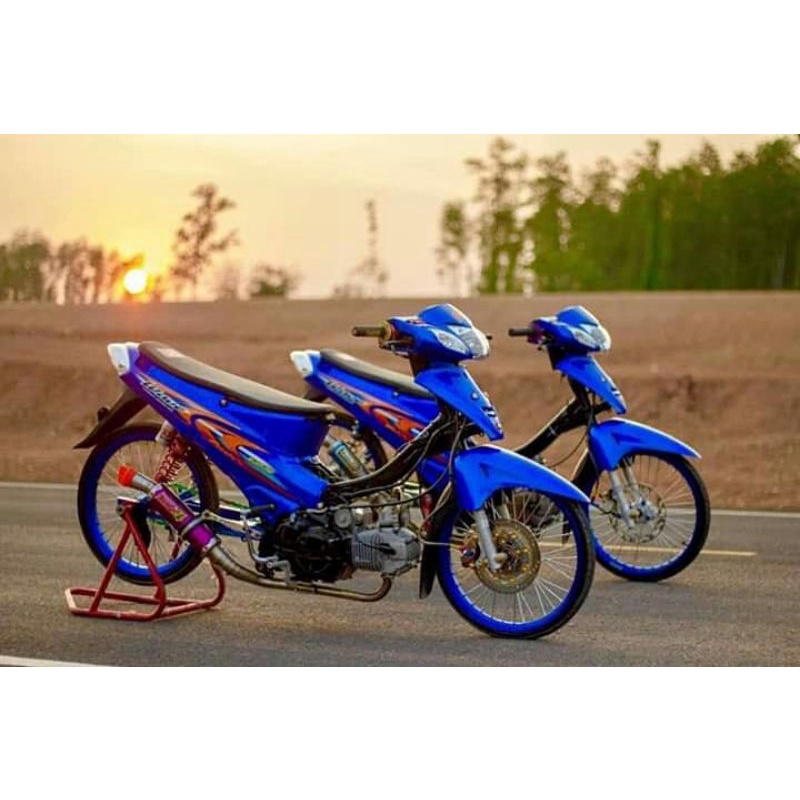 striping wave 125 karisma biru