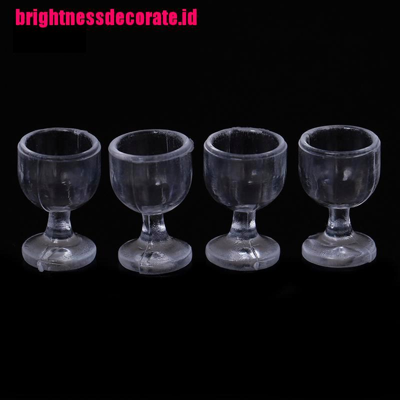 Brightid 4pcs Miniatur Gelas Goblet Wine Aksesoris Dapur Rumah Boneka 1: 12