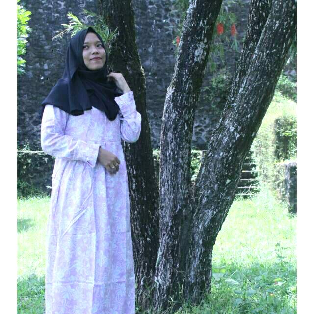 Gamis Muslimah Syari Katun Jepang Premium Motif Bunga Cantik Murah