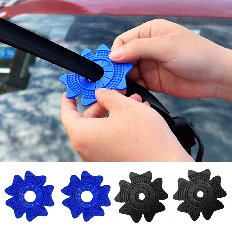 2 Pcs Bantalan Pelindung Wiper Mobil Universal Bentuk Snowflake Bahan Silikon Tahan Debu