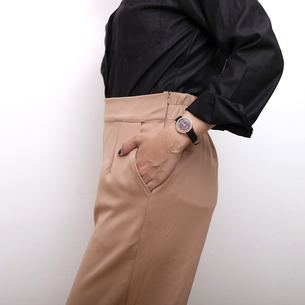 NorshofeeaStore Celana Kulot Highwaist Jumbo Wanita Bawahan Kulot Premium Cewek Bahan Scuba Import / Kulot Jumbo Basic Scuba-CREAM XXL SAKU