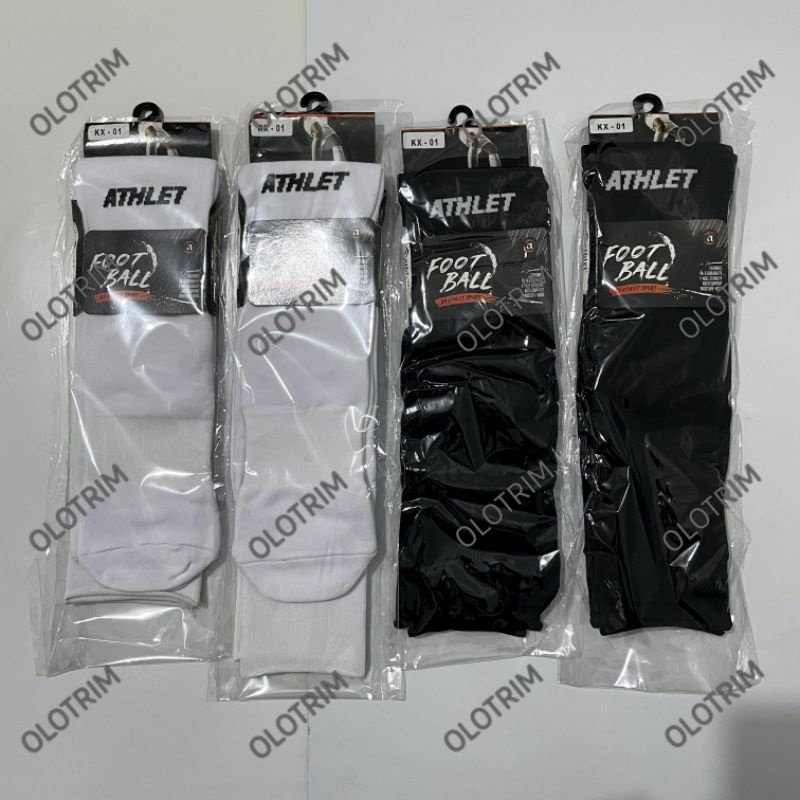 Kaos Kaki Bola Athlete KX 01 Hitam Putih Polos Futsal Panjang Original