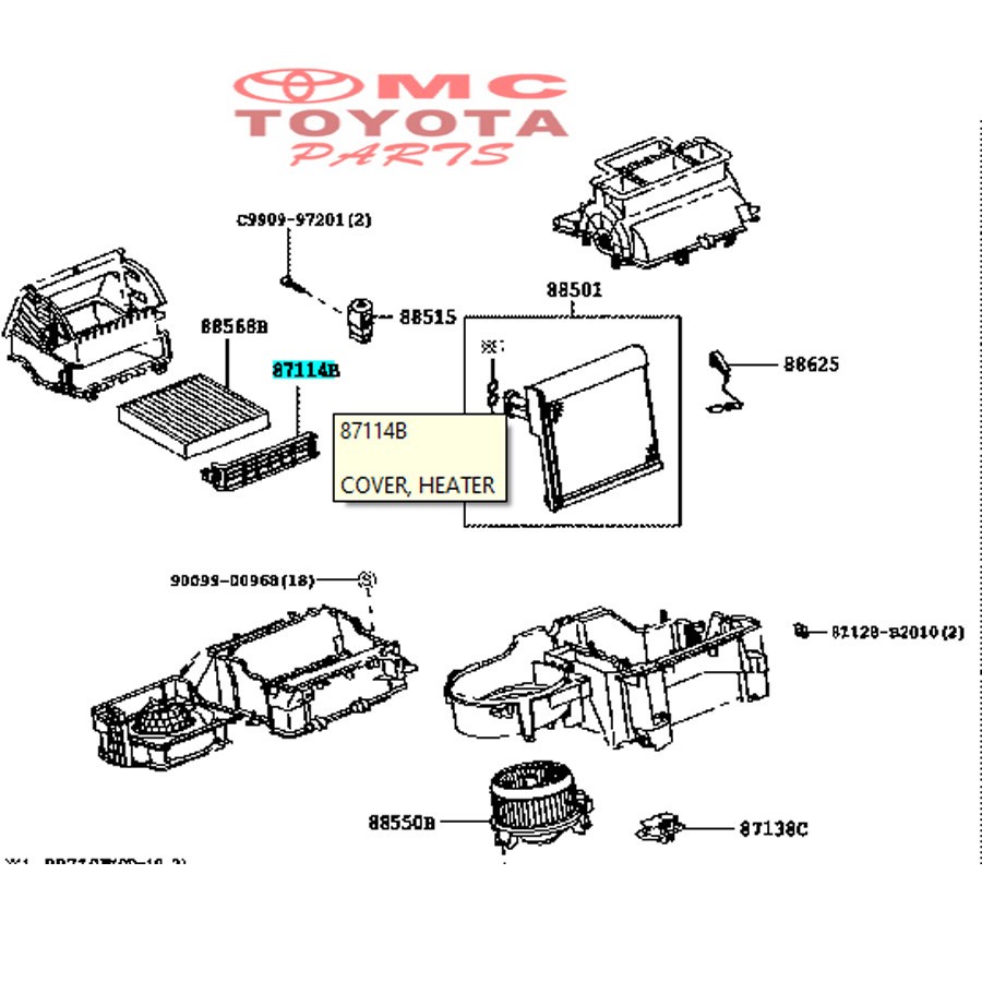 Tutup Cover Rumah Filter AC Avanza Agya Calya Rush 87114-BZ020