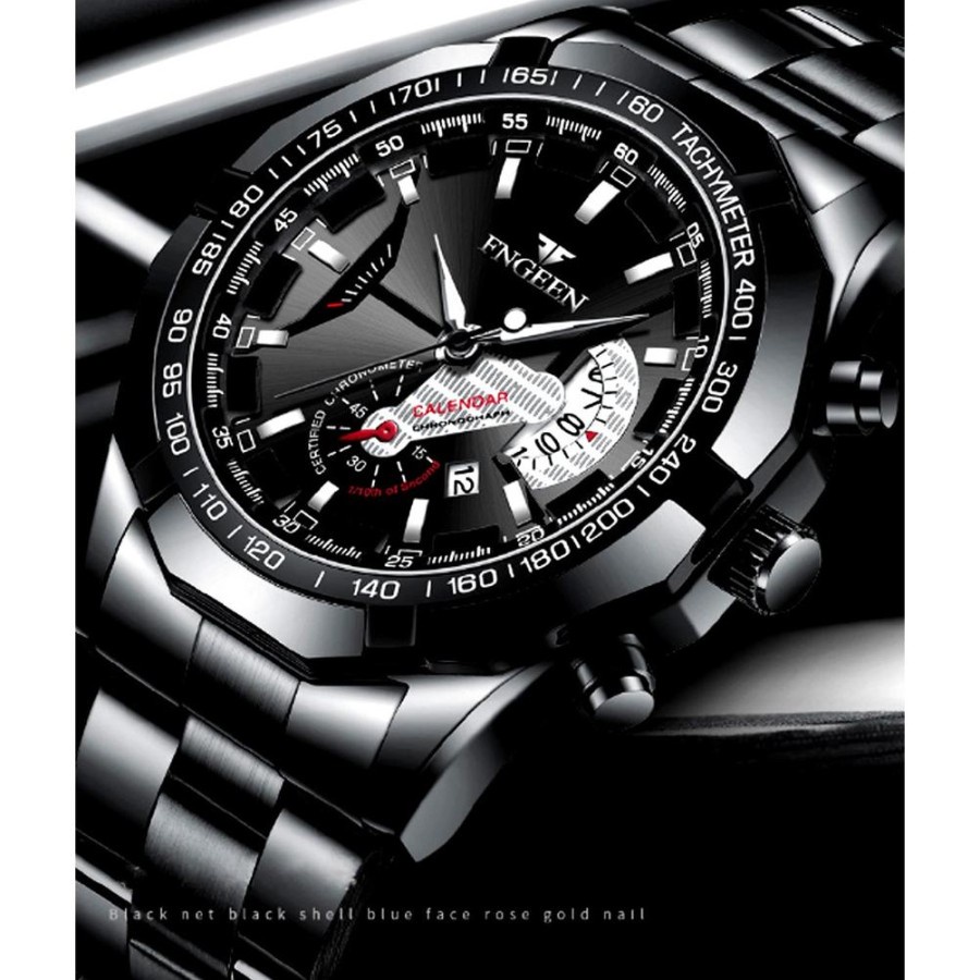 ORIGINAL  Jam Tangan Pria FNGEEN S001 Luxury Full Steel Sport Quartz Business Waterproof Casual Watc