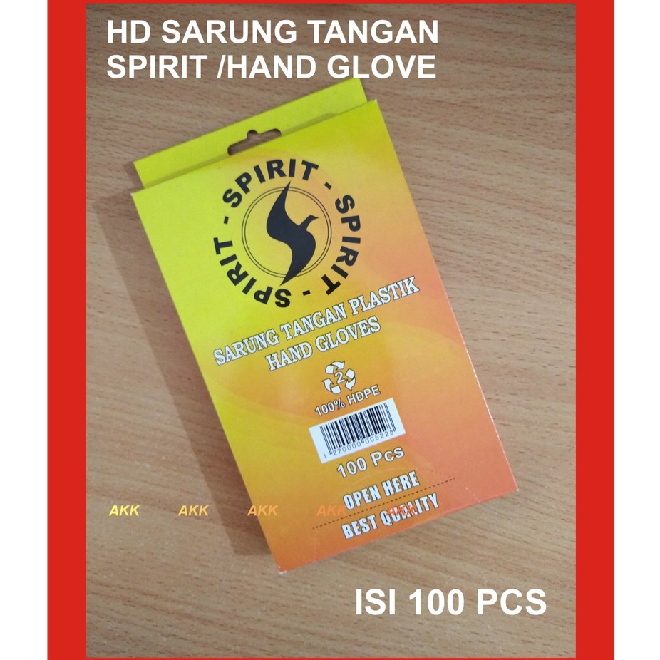 Sarung Tangan Plastik Non-medis Hd Spirit Isi 100 Pcs