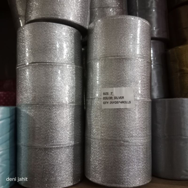 

pita metalik/pita perak/pita silver 5cm 25yard