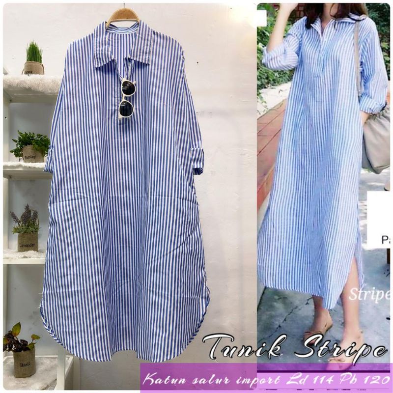 Tunik Stripe katun Salur Import
