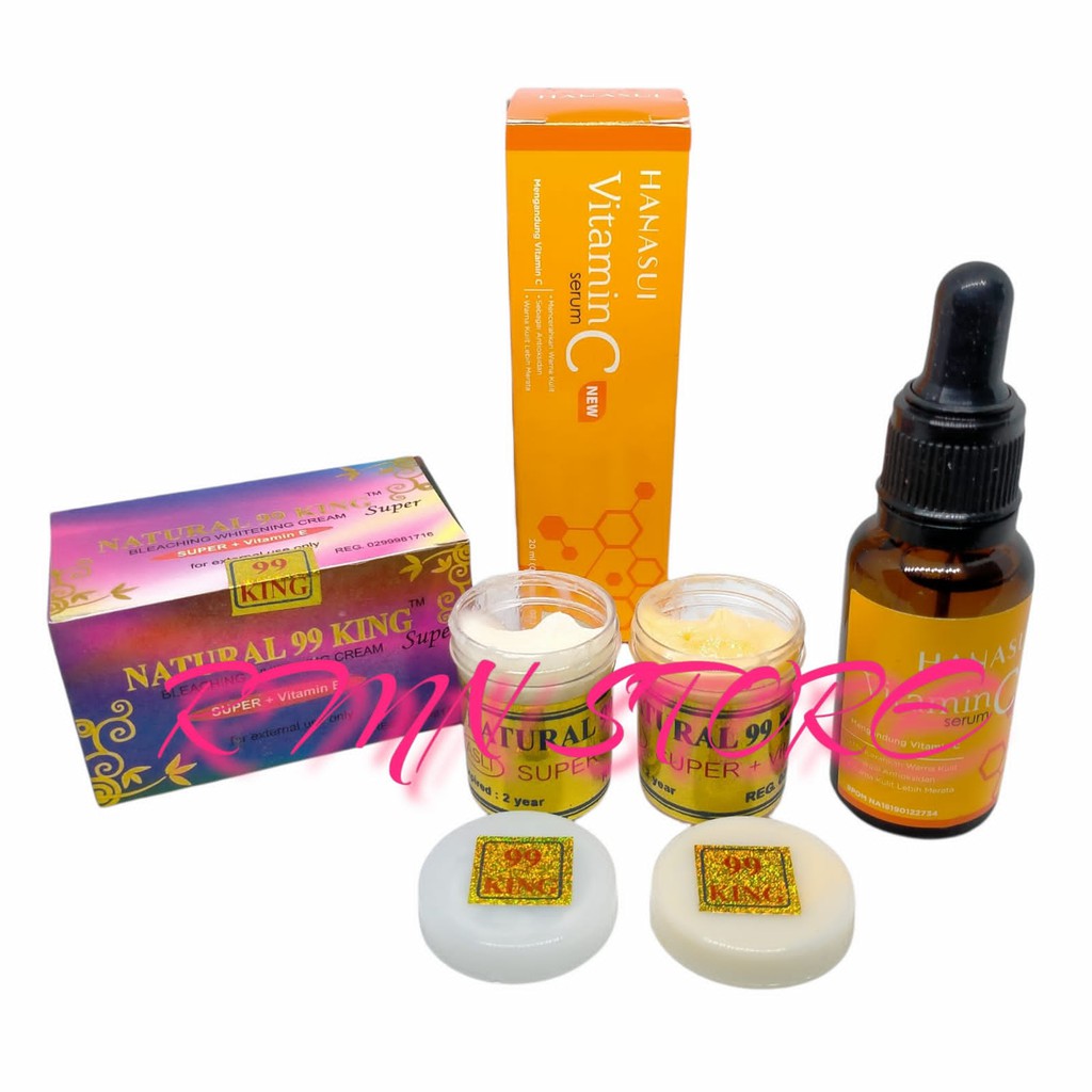 Cream Natural 99 King Original Krim Siang & Malam Plus Serum Hanasui Vitamin C