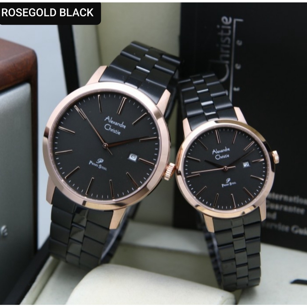 ALEXANDRE CHRISTIE AC 1007.AC1007 ROSEGOLD BLACK SEPASANG. ORIGINAL