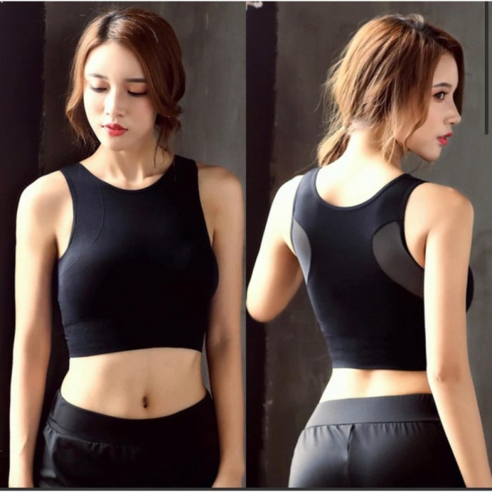 Sport Bra Genie Bra Pastel Yoga Bra Baju Gym Wanita Premium Olahraga - Dark Grey, S