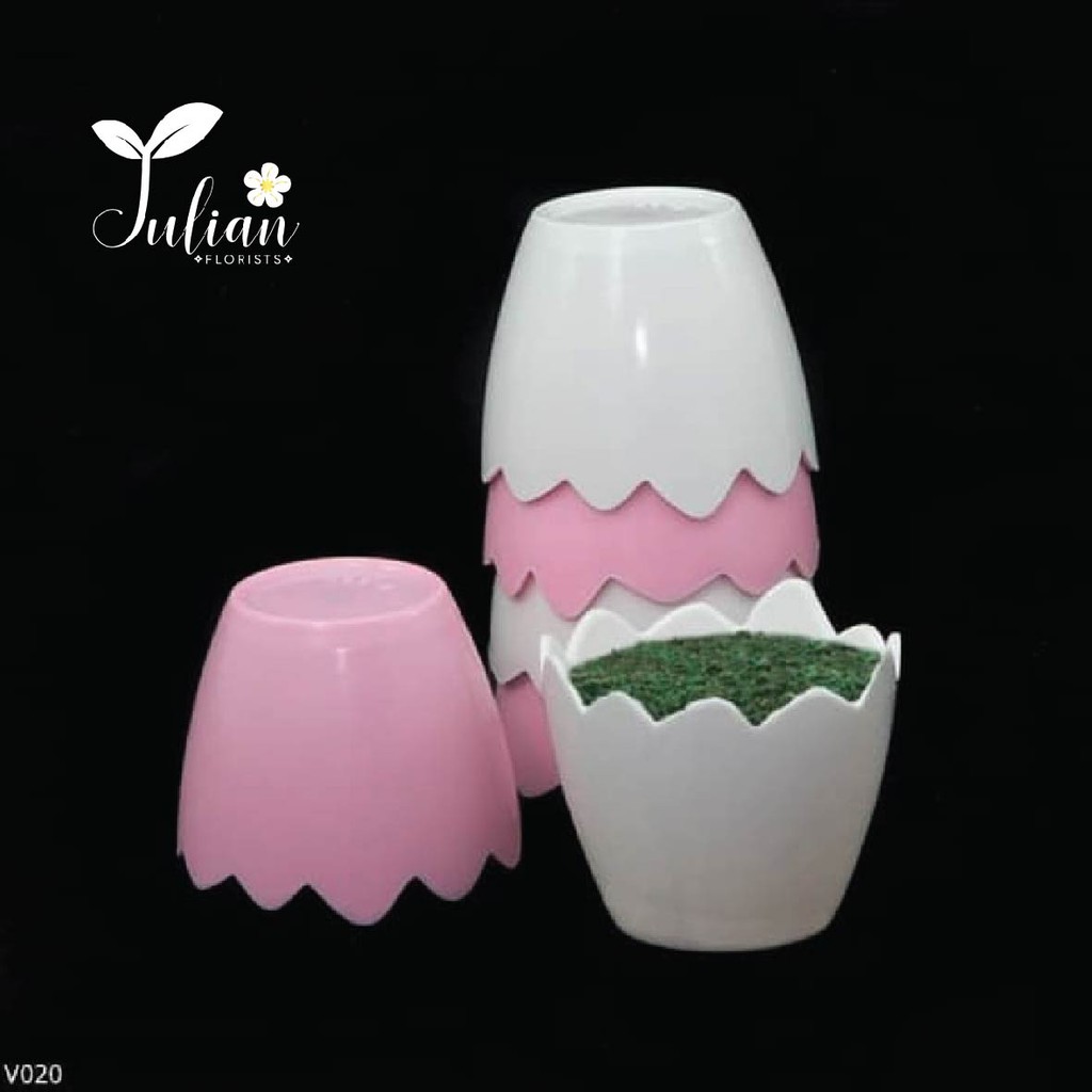 V020 Vas Bunga Melamin + Busa dan Lumut/ Vas Melamin/ Vas Murah/ Vas Unik/ Vas Cantik