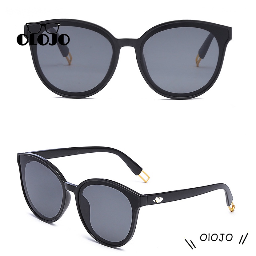 Kacamata Matahari Mode Retro Cat Eye Sunglasses Retro Kacamata Unisex Hitam Sunglasses UV Melindungi OLOJO