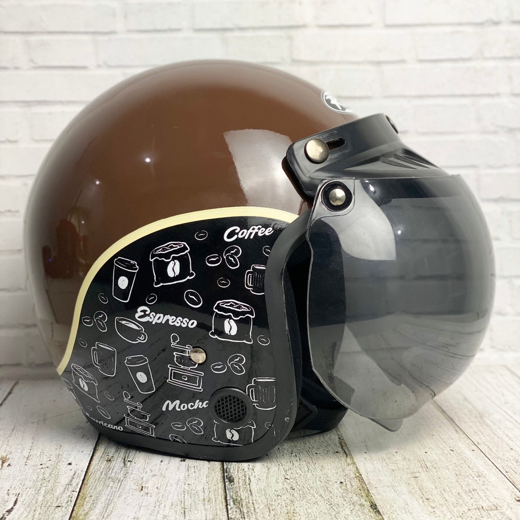 Helm Bogo Dewasa Helm Motor SNI Motif Kopi